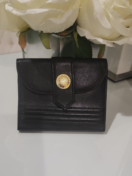 Yves Saint Laurent Handbags - Vintage Yves Saint Laurent Black Compact Leather Women's Wallet with Gold Button